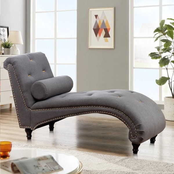 Upholstered Chaise Lounge Indoor Chaise Lounge Chair with Pillow Bed