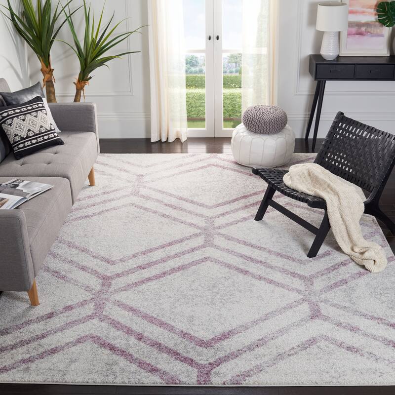 SAFAVIEH Adirondack Olsa Geometric Distressed Rug - 11' x 15' - Ivory/Plum