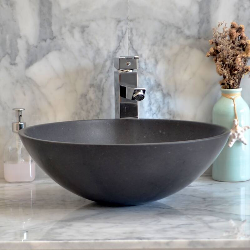 Single Bowl Round Bathroom Sink - 5.5"H x 16.5"W x 16.5"D