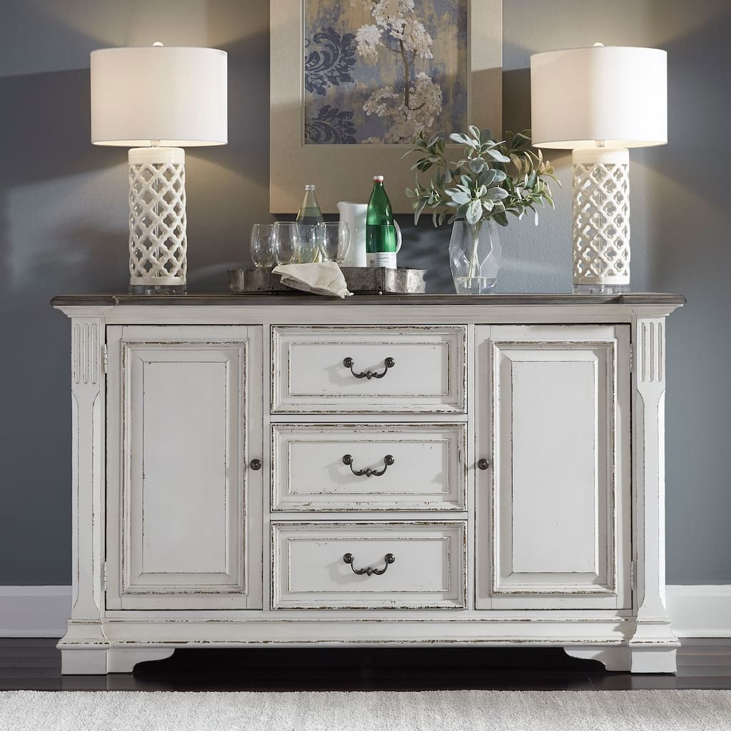 Abbey Park Weathered Brown & Antique White Buffet