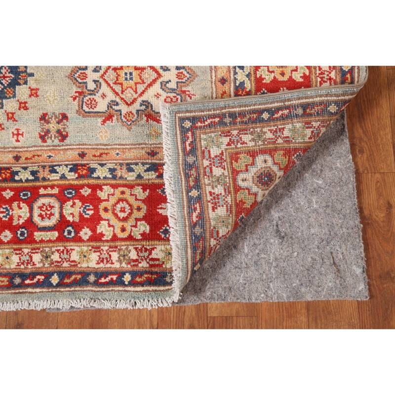 Geometric Kazak Area Rug Handmade Wool Carpet - 4'10" x 6'11"
