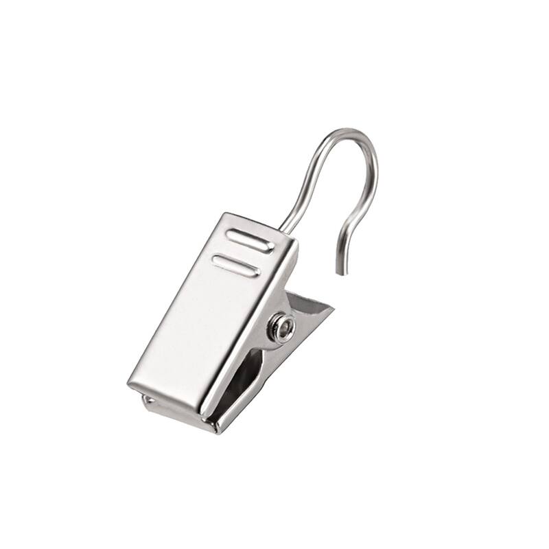 Curtain Clips with Hooks Metal 18mm Clip Length Silver Tone 16 Pcs - Silver Tone