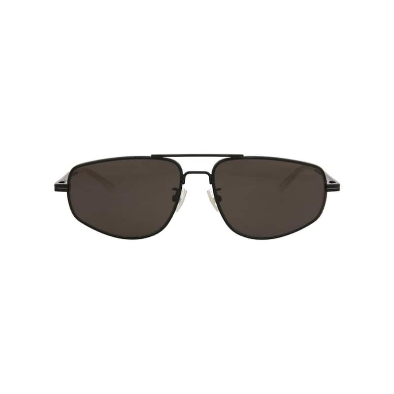 Bottega Veneta Aviator-Frame Metal Sunglasses - Black Black Grey - Black - Grey Lens