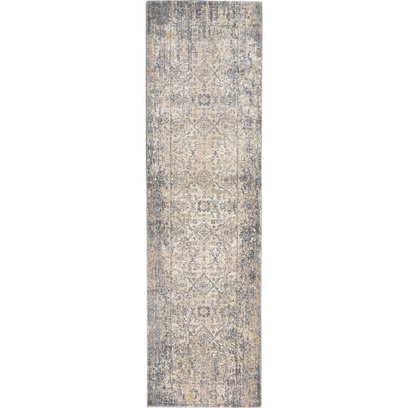 Moroccan Celebration Vintage Persian Area Rug - 2' 2" x 7' 6" - Ivory/Slate - Runner