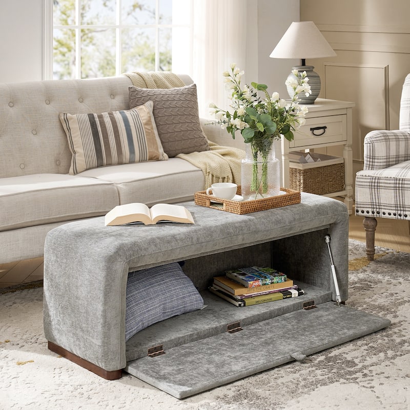 Gustavo Contemporary Storage Bench with Solid Wood Legs by HULALA HOME