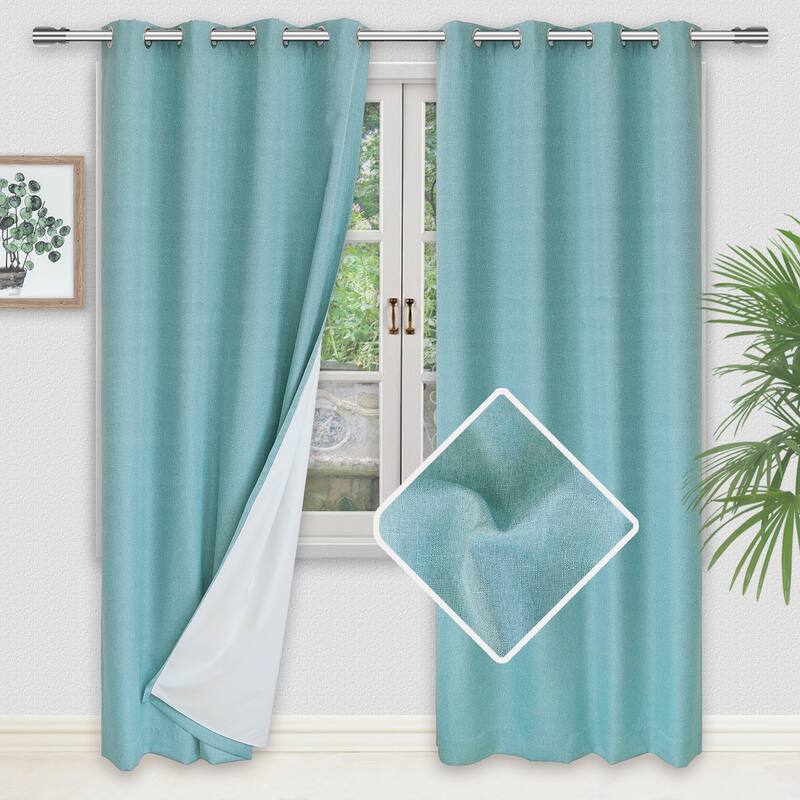 Elle 100% Blackout Grommet Curtains, 2 Panels - Blue - 50"x63"