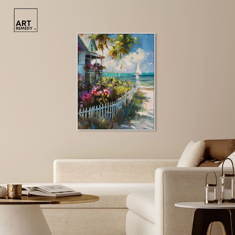 Art Remedy Local Beach House Framed Colorful Coastal 1 Piece Canvas Wall Art