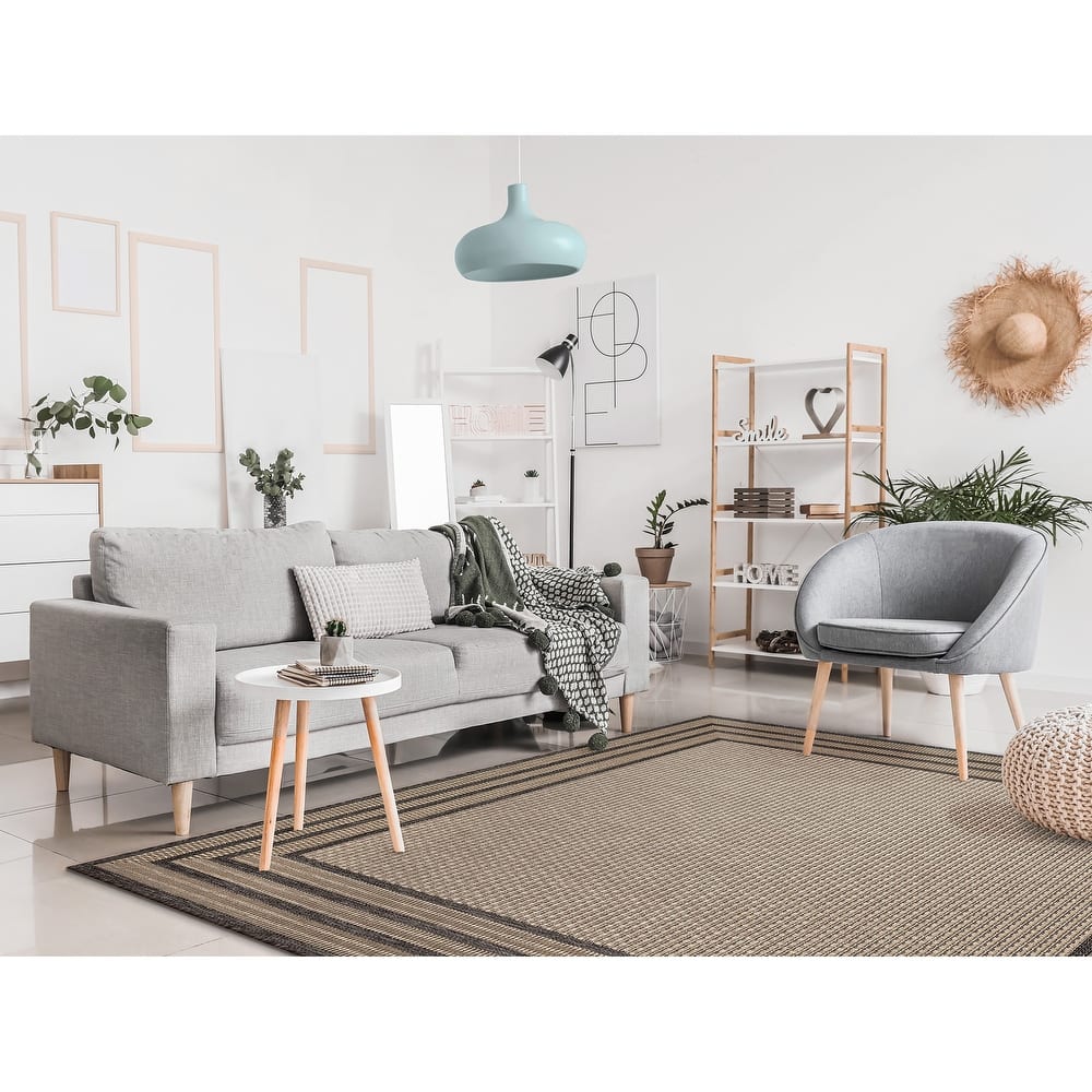 Liora Manne Monaco Striped Border Indoor/Outdoor Area Rug