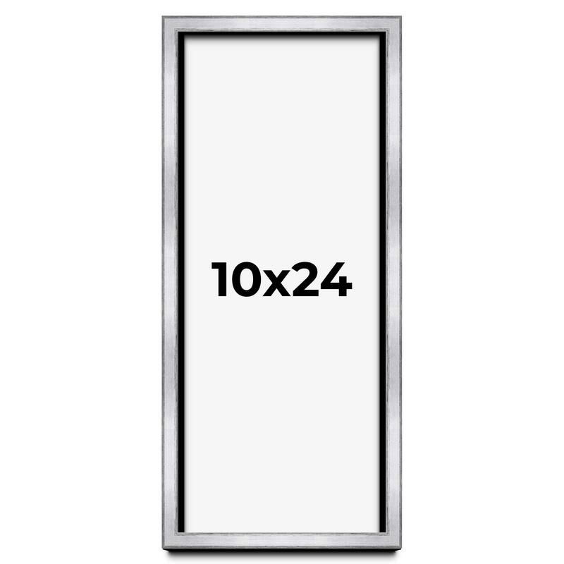 10x24 Shadow Box Frame Silver | 1.375 Inches Deep Real Wood