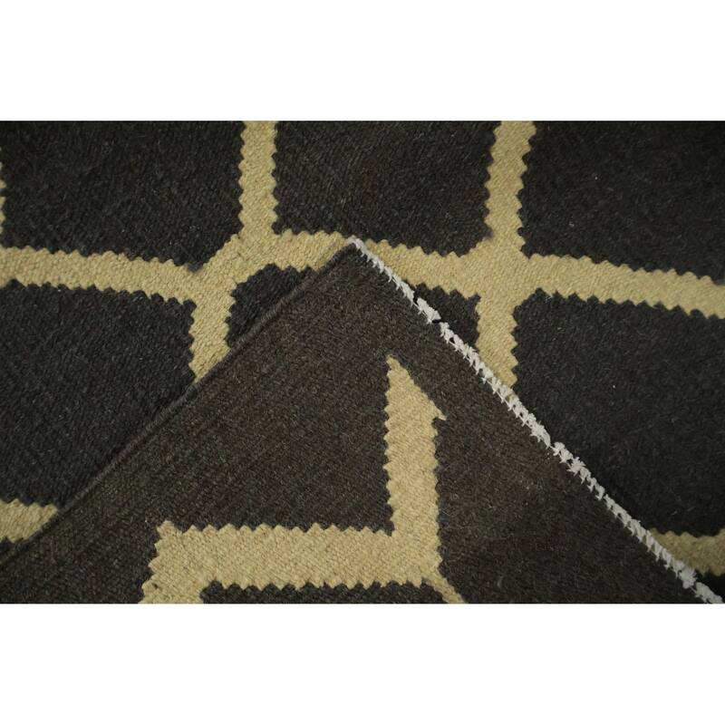 Hand Woven Oriental 100% Wool Carpet Southwestern Tribal Greys & Charcoal Kilim Area Rug - 12' 1'' X 8' 8''