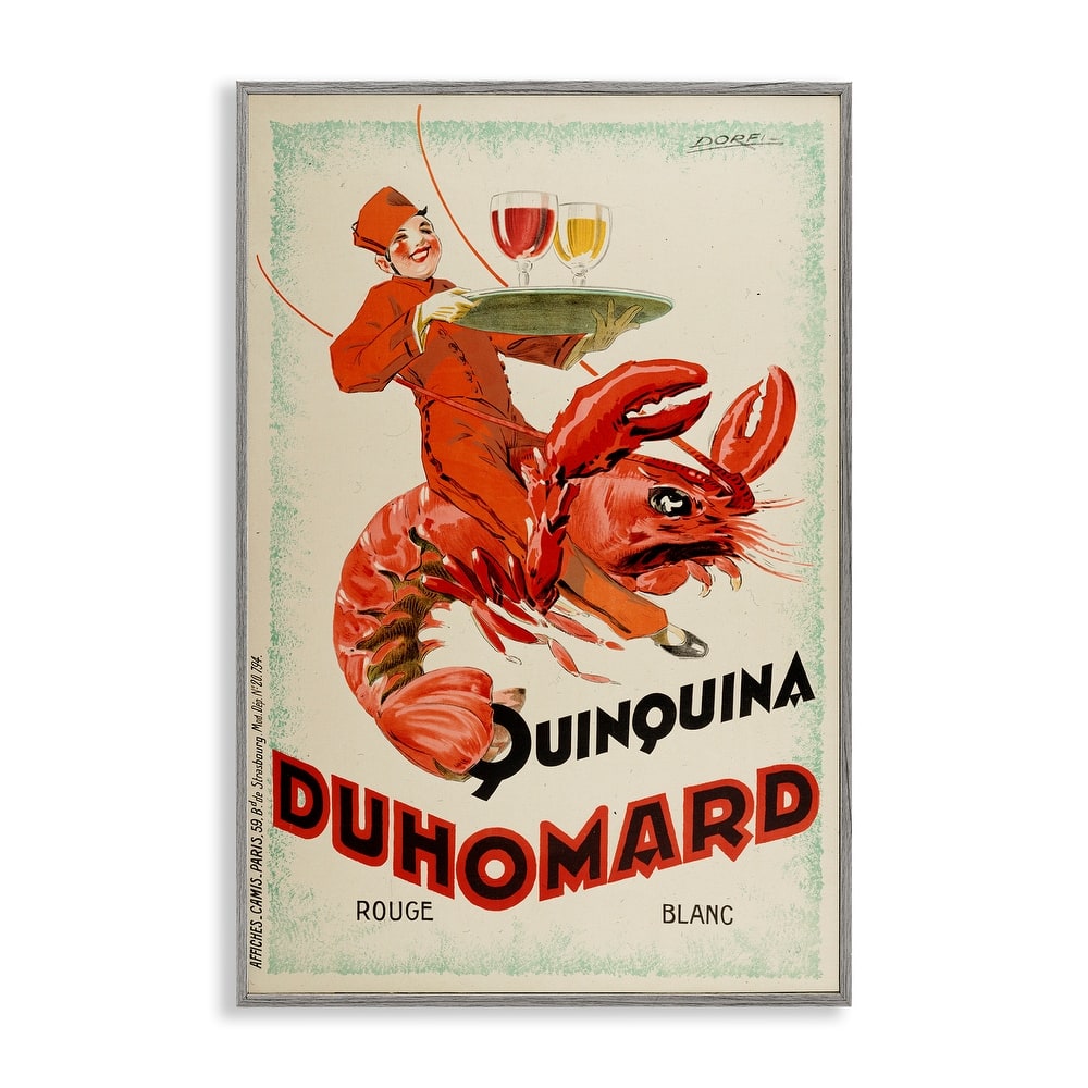 Stupell Vintage Lobster Advertisement Framed Giclee Art Design By Marcus Jules