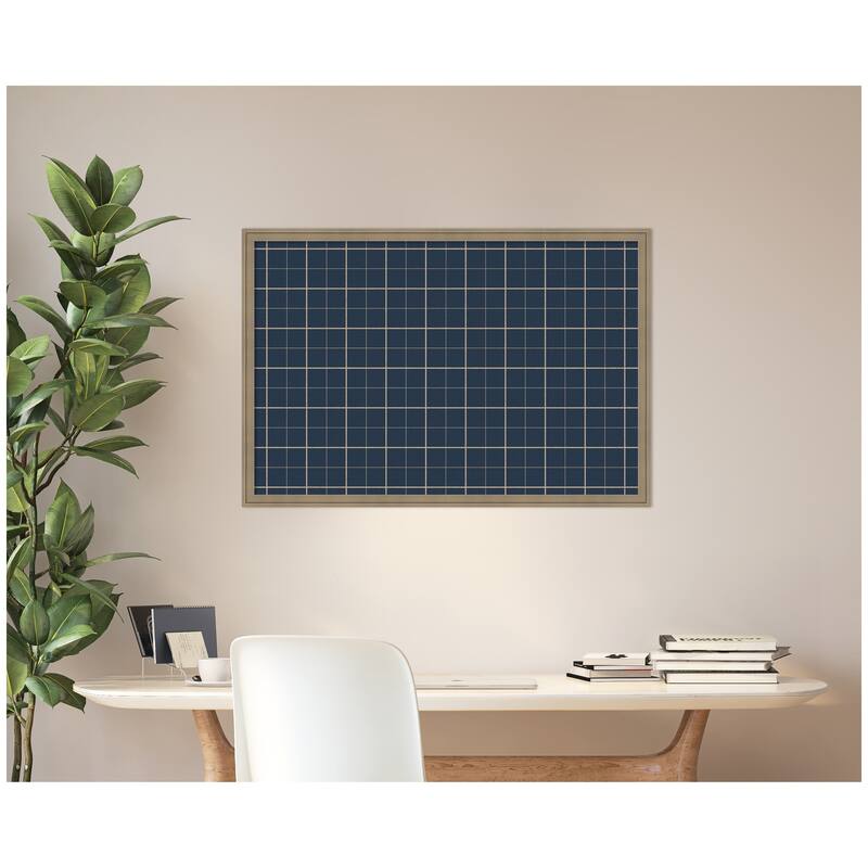 Kate and Laurel Framed Fabric Pinboard Navy Blue Plaid Wall Organization