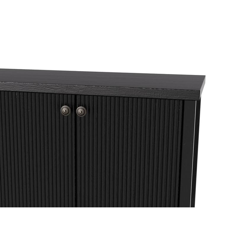 4 Doors Rustic Cabinet with Opening Shelf for Kitchen and Living Room