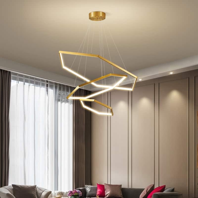 Luxury LED Gold Chandelier 31 in Wide Multi Light Pendant