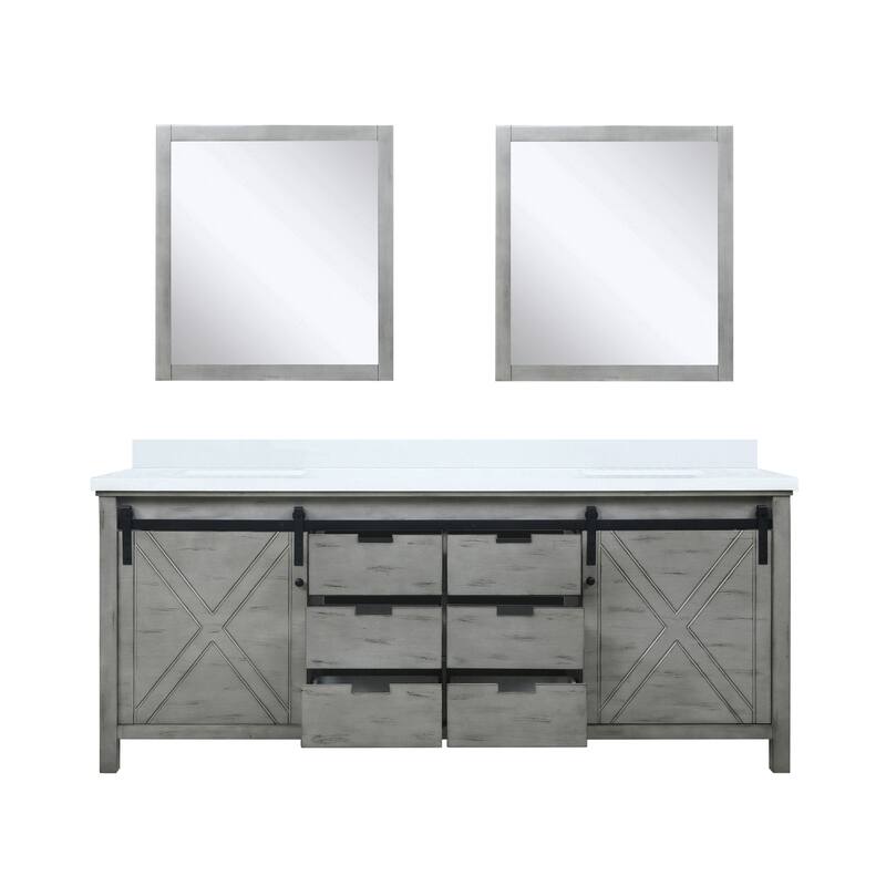 Marsyas Bath Vanity, White Quartz Countertop and Mirrors