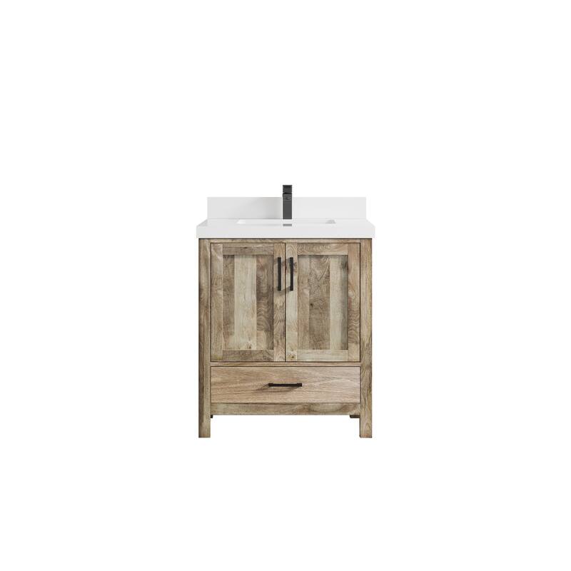 Willow Collections 30 in. W x 22 in. D Malibu Mango Single Sink Bathroom Vanity with Countertop - 2" White Quartz - Natural Mango