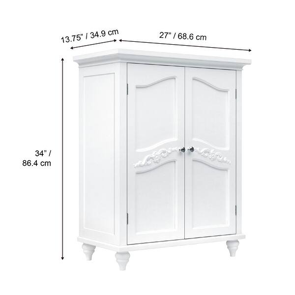 Home Versailles Wooden Floor with 2 Shelves, White Bed Bath