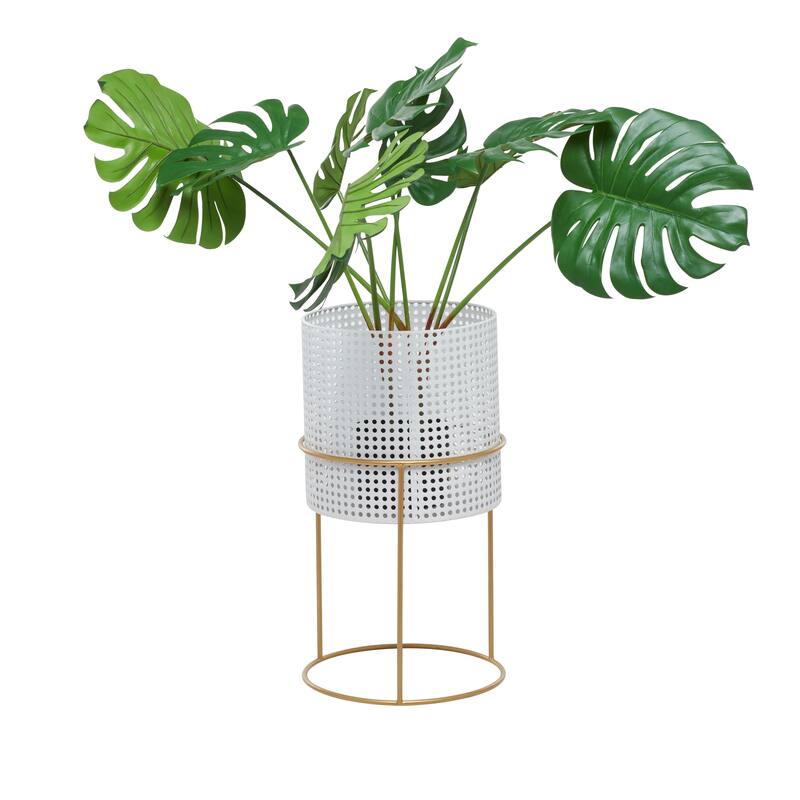 White Black or Gold Basket Style Glam Modern Planter Stands (Set of 3) - S/3 23", 19", 15"H
