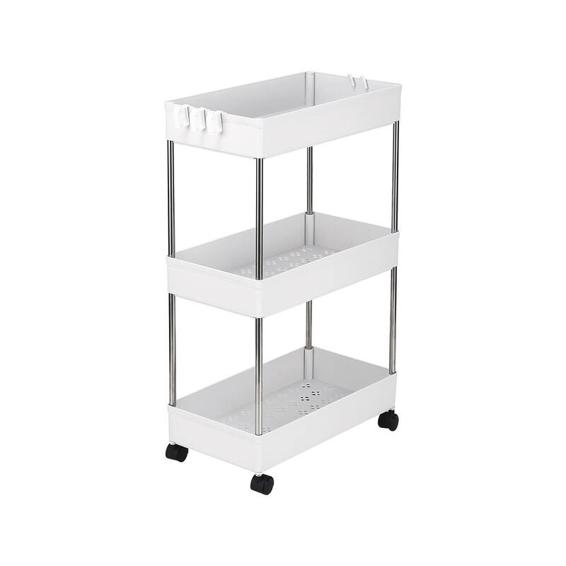 3-Layer Mobile Multi-functional Storage Cart,White