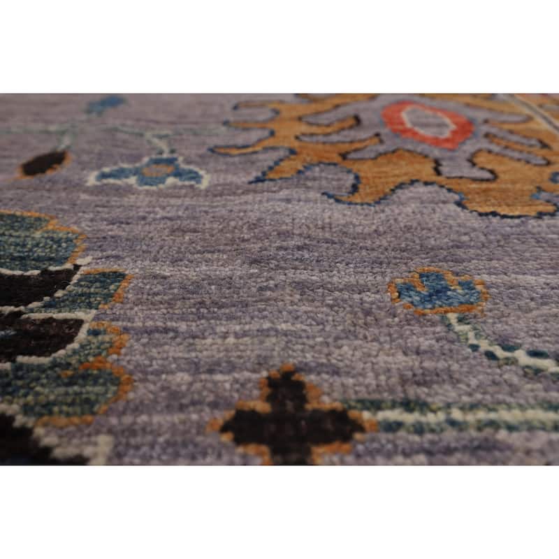 Vegetable Dye Grey Oushak Turkish Rug Hand-Knotted Wool Carpet - 8'9"x 11'9"