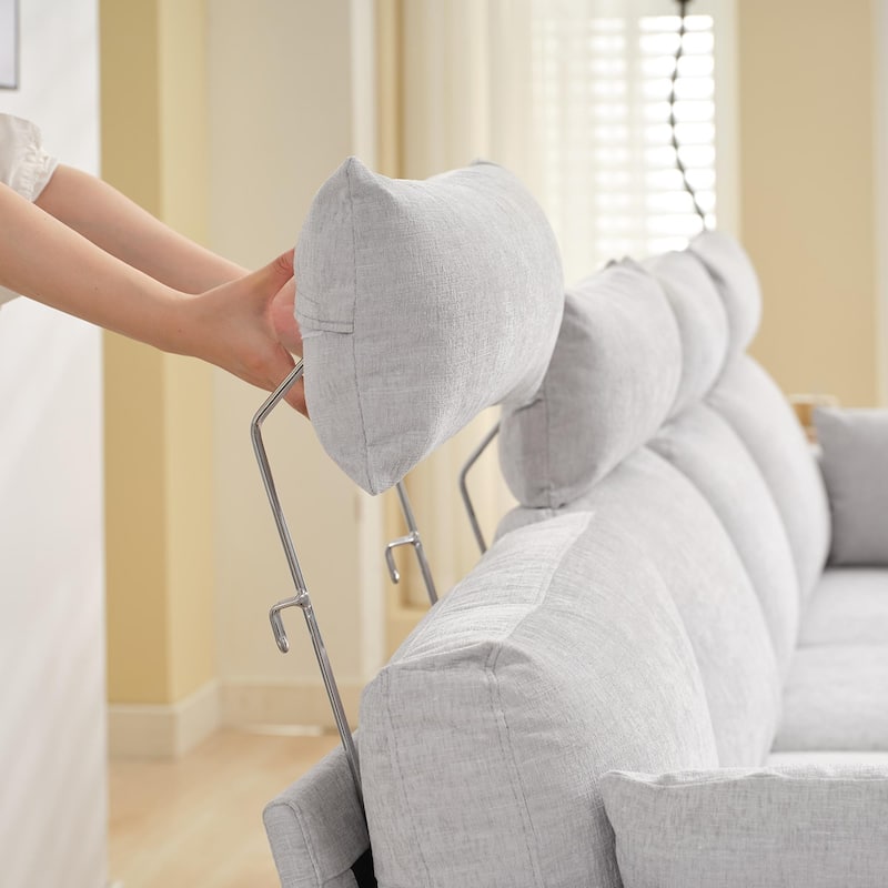 89" Chenille Sectional Sofa Couch With Extra Wide Chaise For Livingroom