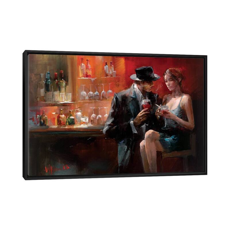 iCanvas "Evening In The Bar I" by Willem Haenraets Framed Canvas Print - Black - 26x40