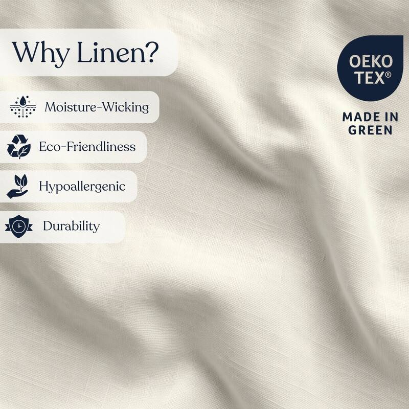Delara 100% European Flax Linen Duvet Cover Set, Ultra Soft Smooth & Breathable