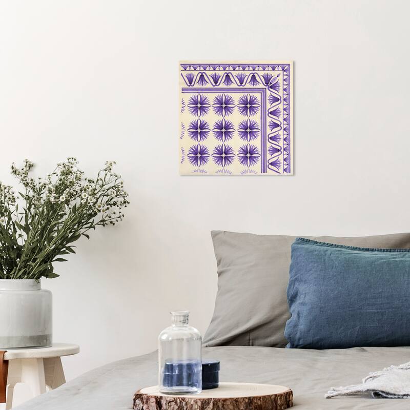 Wynwood Studio Canvas Abstract Floor Covering Lilac White and Cream White Traditional Wall Art Canvas Print - 12 x 12