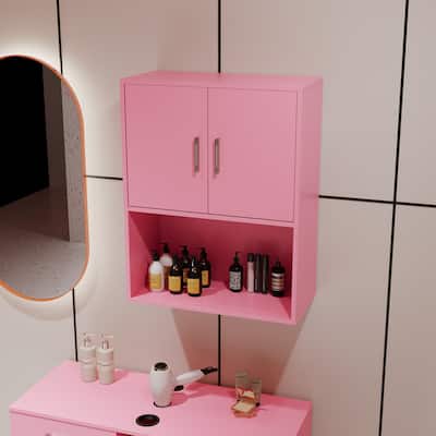 Pink Enclosed Cabinet, Wall Storage Unit, Bathroom Cabinet