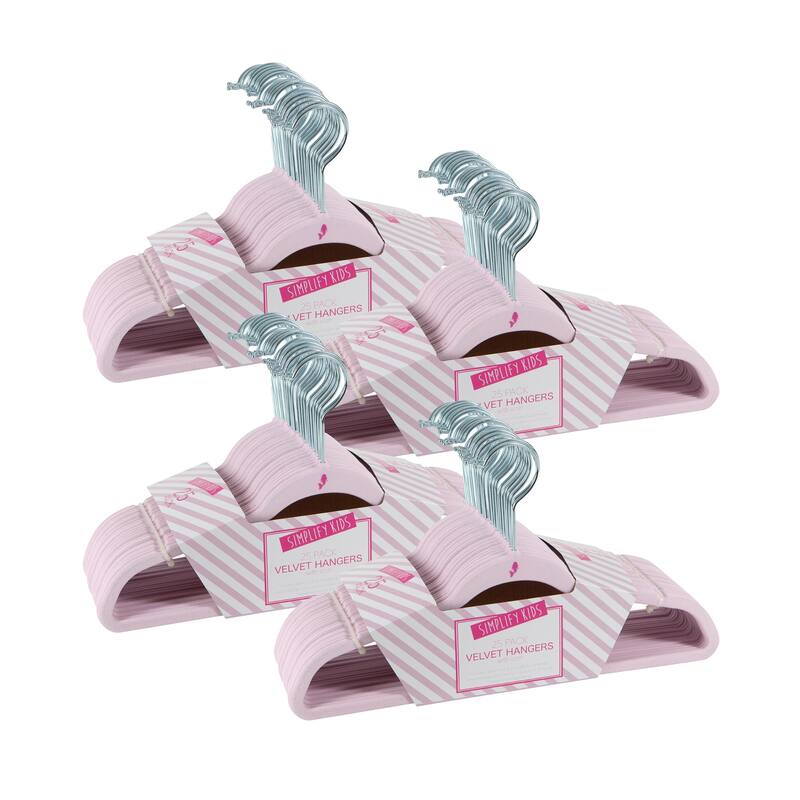 Simplify Kids Velvet Hangers - Blush - 100 Pack