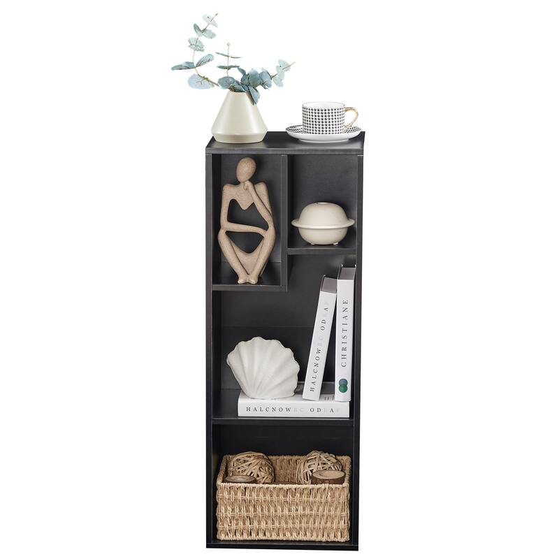 Javlergo Set of 2 Modern 4-Tier Bookshelves Asymmetric Storage Shelf Horizontal or Vertical Bookcase for Living Room Bedroom