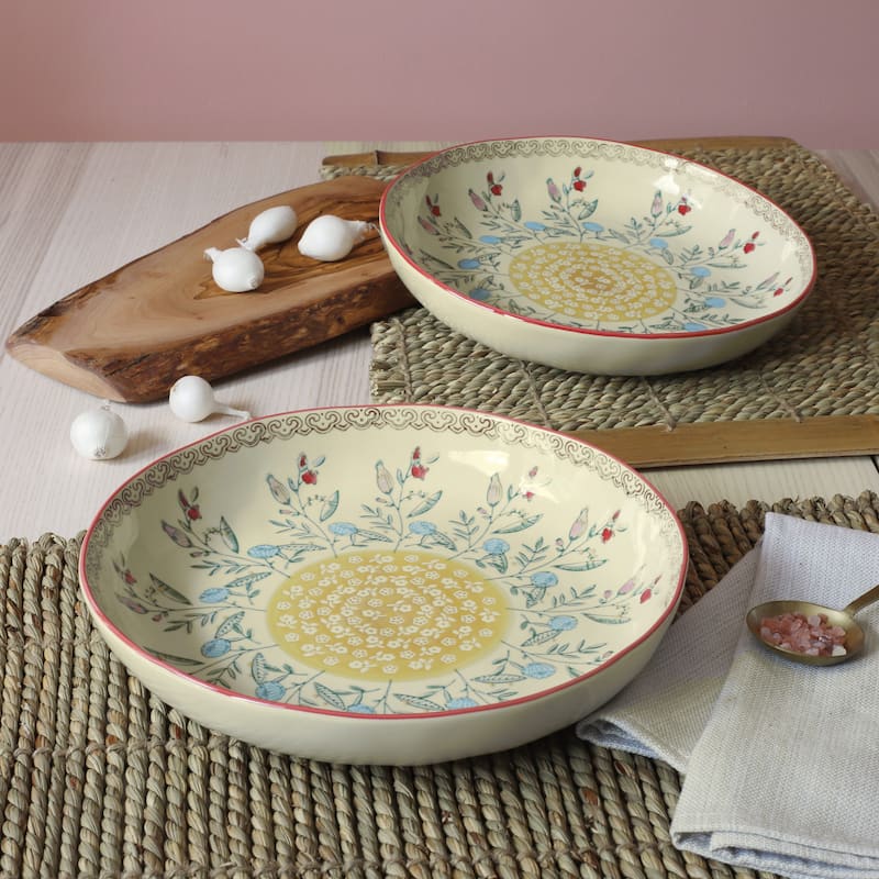 Euro Ceramica Ella 2 Piece Entree Bowl Set - Red - Service for Two