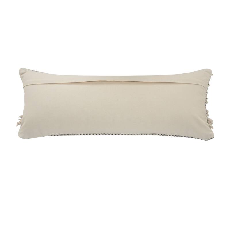 HomeRoots 14" X 36" Gray And Ivory 100% Cotton Chevron Zippered Pillow