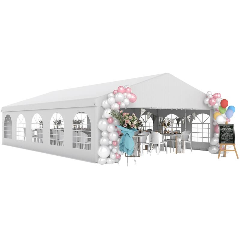 Outsunny 20' x 32' Heavy Duty Party Tent, Large Canopy Tent w/ Removable Protective Sidewalls