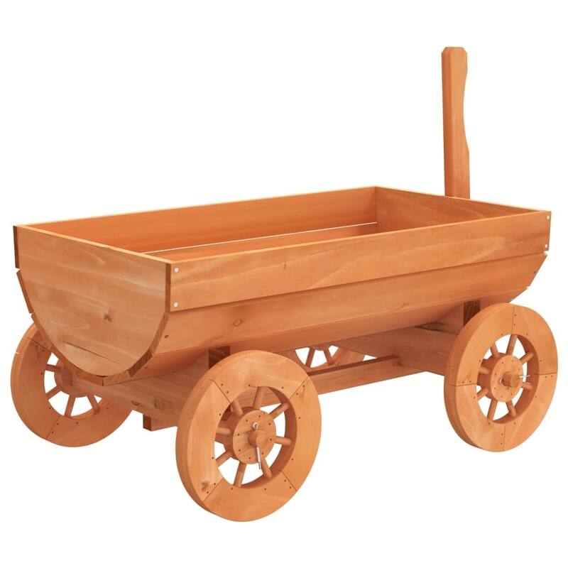 vidaXL Decorative Wagon Natural Wood Solid fir wood Medium Portable