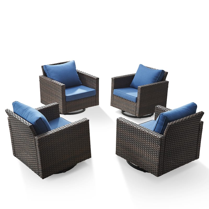 Pocassy Glider Chairs PE Wicker Swivel Chairs Set of 4