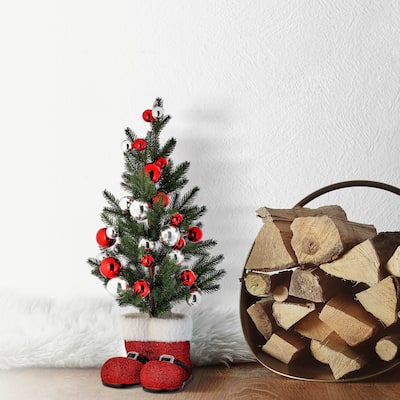 25" Tree With Balls In Santa Boots