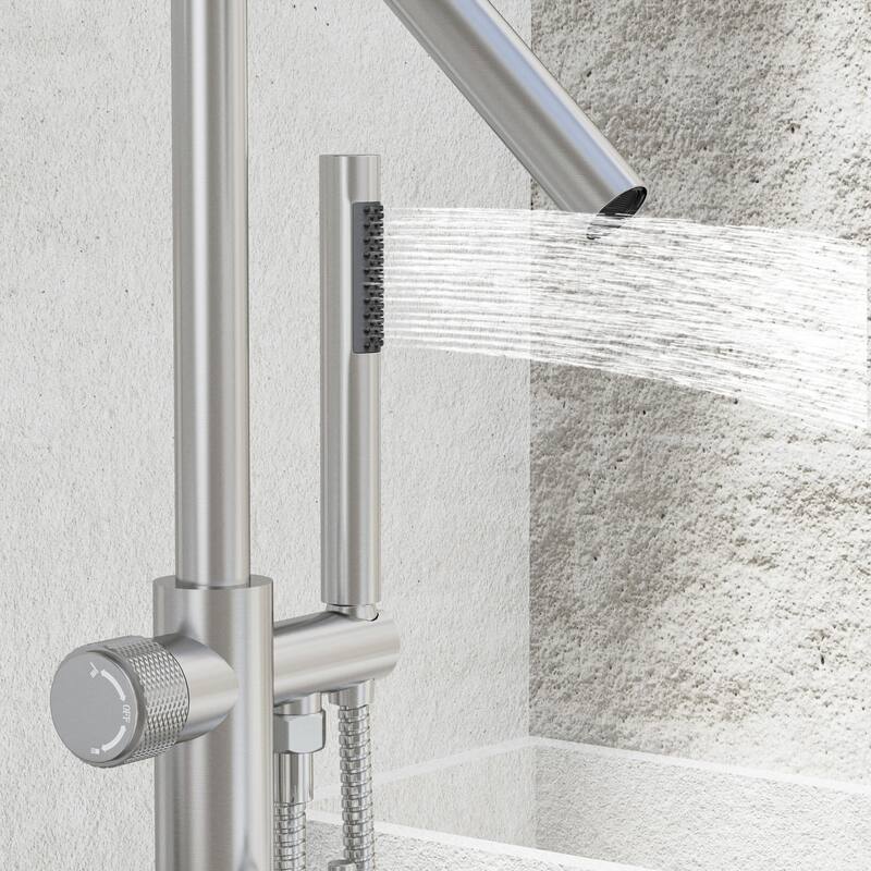 Modland 46''H Outdoor Shower System 316 Stainless Steel Thermostatic Freestanding Poolside Faucet with Swivel Spout - 46'' H