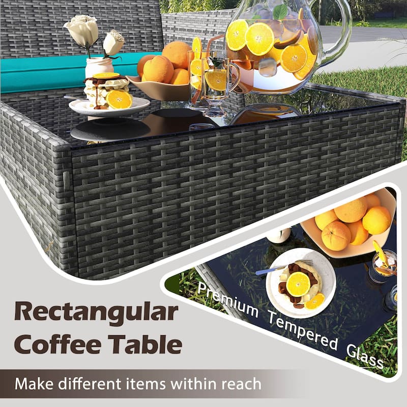 Costway 8 PCS Patio Furniture Set with Washable Cushions and Tempered - 8 PCS