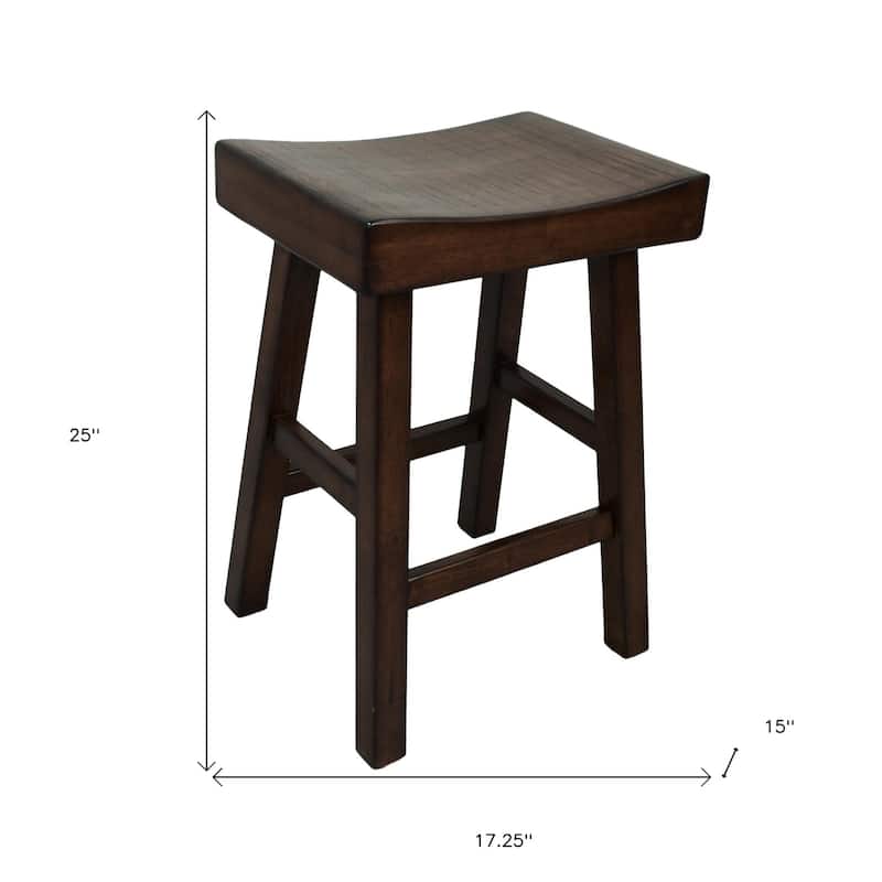 HomeRoots 25" Espresso Solid Wood Backless Counter Height Bar Chair