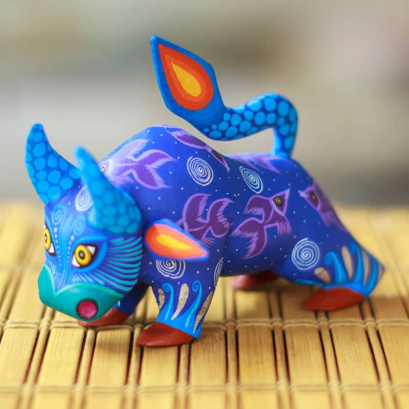 Novica Handmade Oaxaca Bull Wood Alebrije Ornament