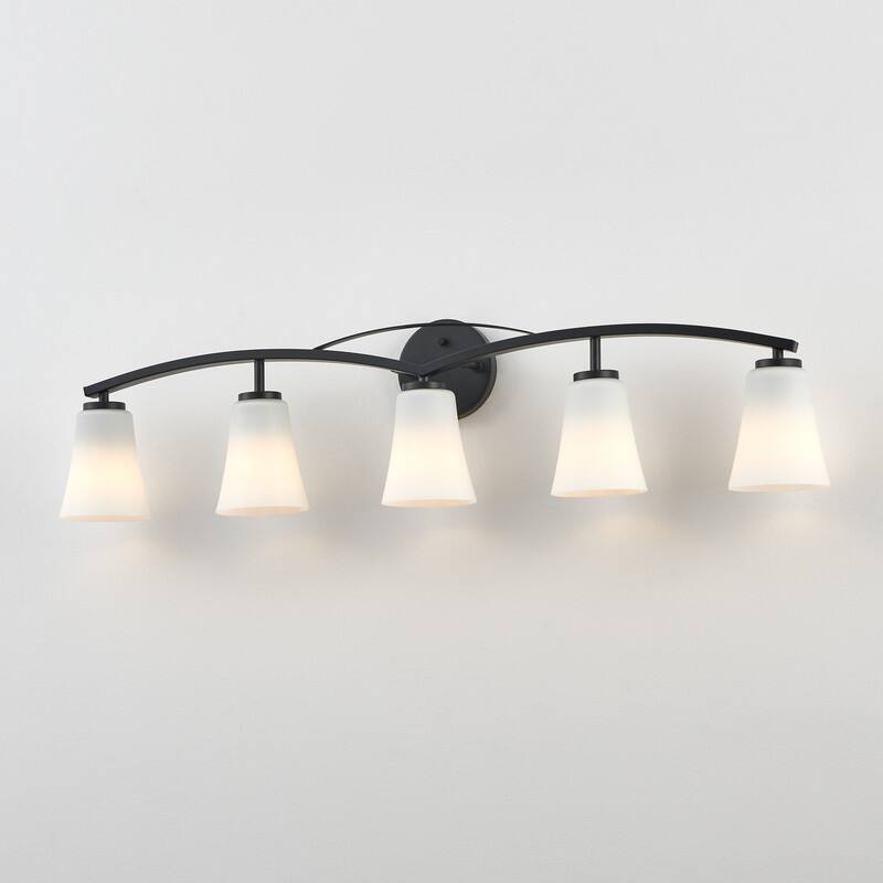 KAWOTI 3/4/5 Lights Dimmable Modern Bathroom Vanity Light with Opal Glass