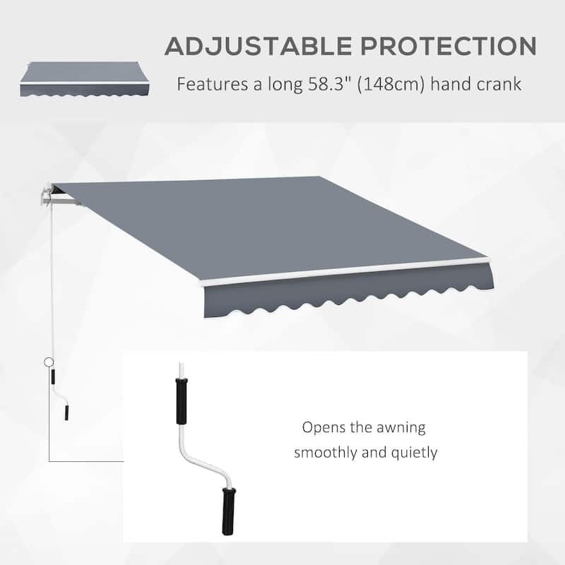 Outsunny 10' x 8' Manual Retractable Awning Sun Shade Shelter for Patio Deck Yard with UV Protection and Easy Crank Opening
