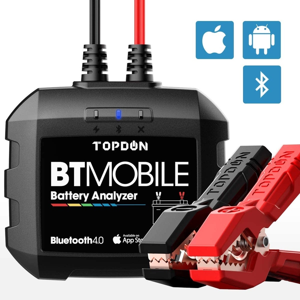 Car Battery Tester 6V 12V Bluetooth Battery Load Tester, TOPDON BT Mobile 100-2000CCA Wireless Automotive Alternator Tester (Black)