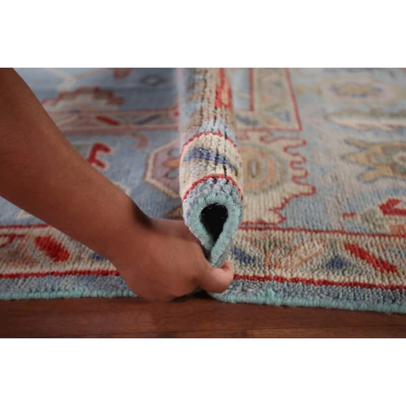 Blue Light Oushak Oriental Area Rug Handmade Wool Carpet - 8'0"x 10'0"