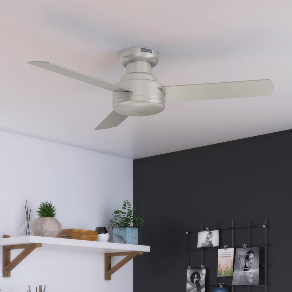 Hunter Presto Flush Mount Ceiling Fan w/ Wall Control - Contemporary, Industrial, Scandinavian - LOW PROFILE!