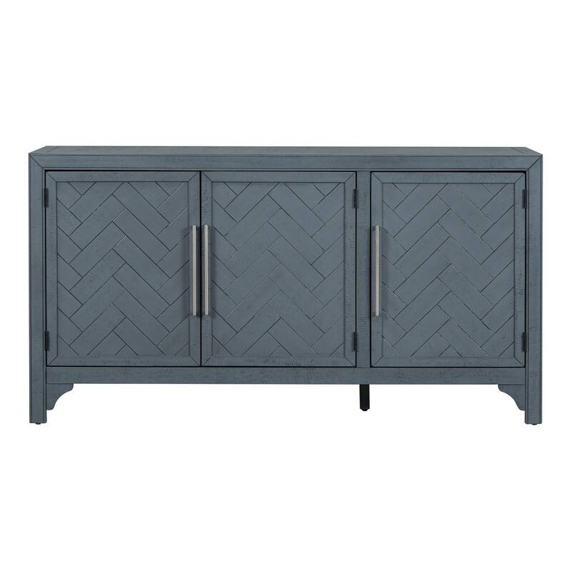 60''W Cabinet Sideboard with Adjustable Shelves and Pine veneer