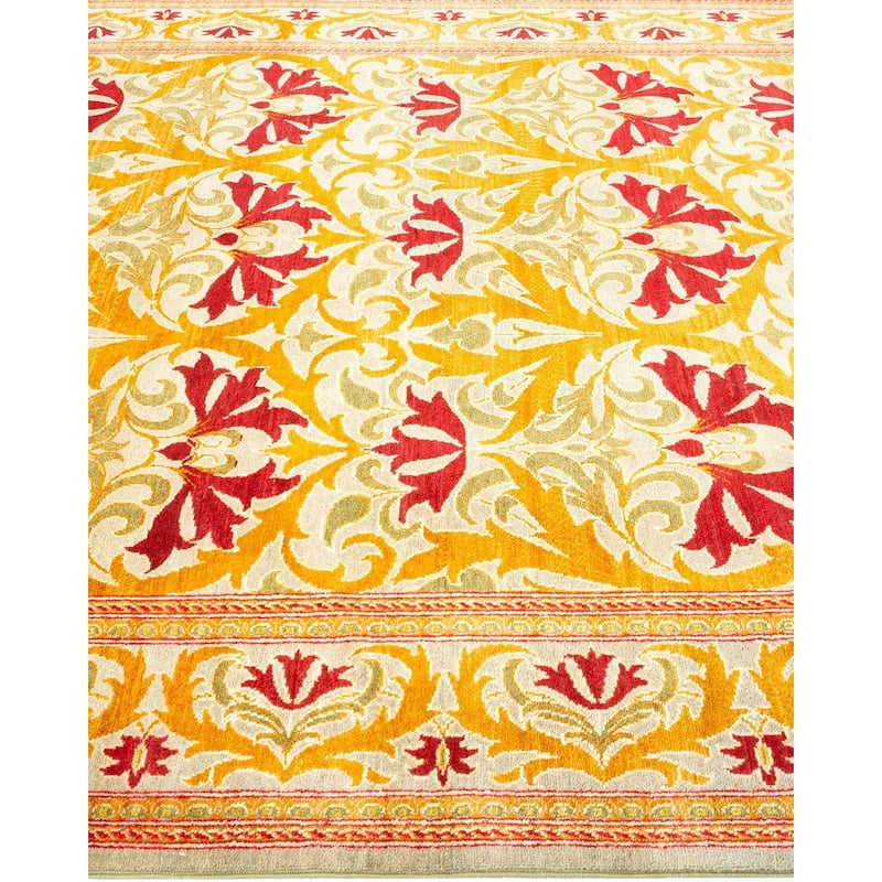 Overton Hand Knotted Wool Vintage Inspired Modern Contemporary Arts & Crafts Ivory Area Rug - 6' 4" x 9' 2"