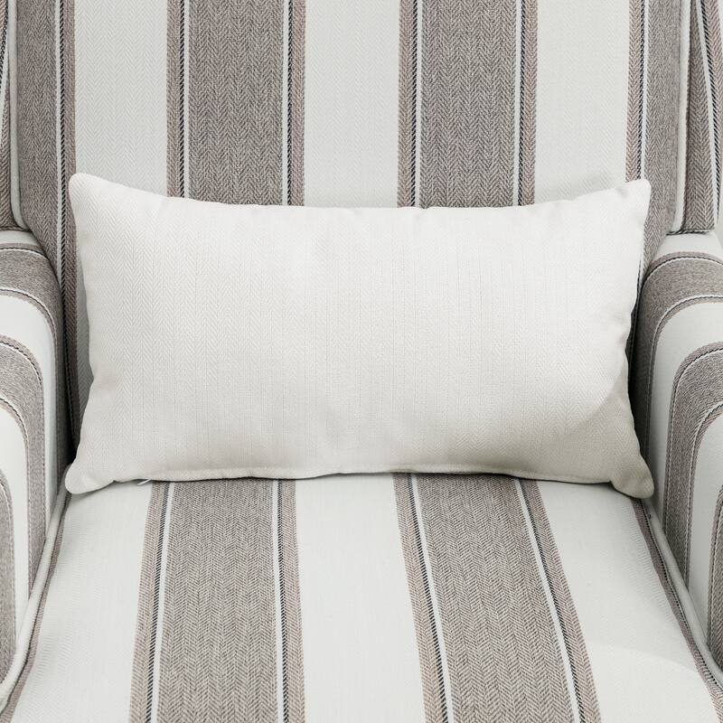 Modern Fabric Accent Chair with Upholstered Armrest Wooden Legs and Pillow for Living Room