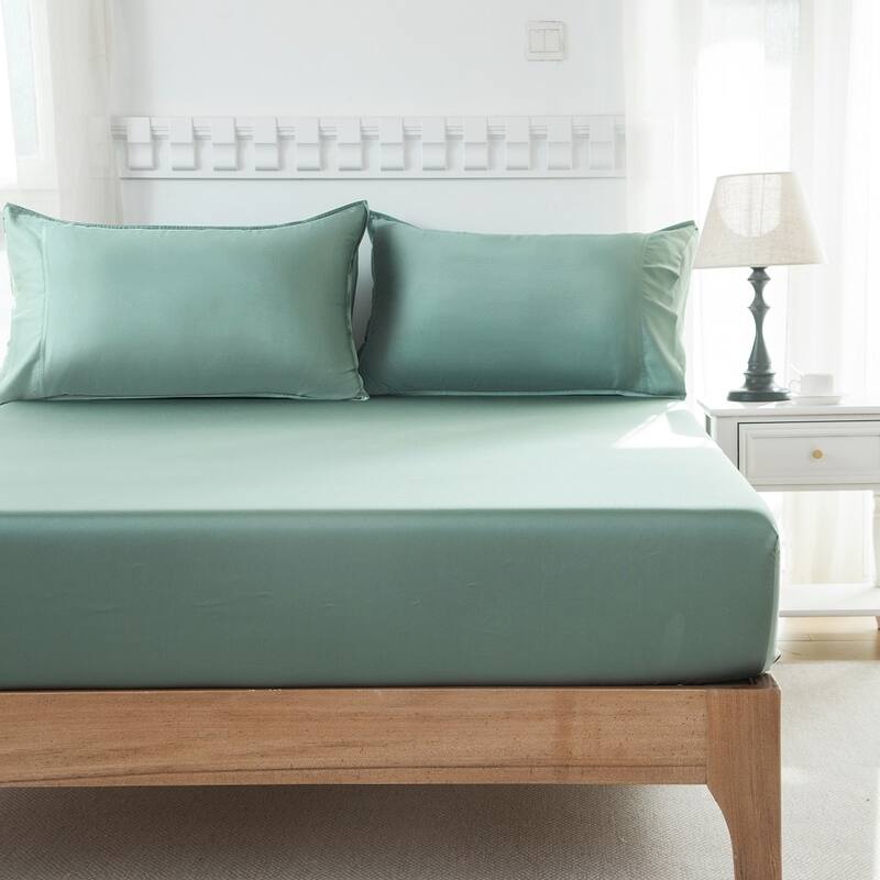 400TC Cooling Sheet Set, Sateen Weave 4 Piece Bedding with 16 Inch Deep Pocket Fitted Sheet